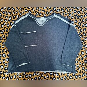 Fantastic Fawn Charcoal Oversized Notch Neck Top